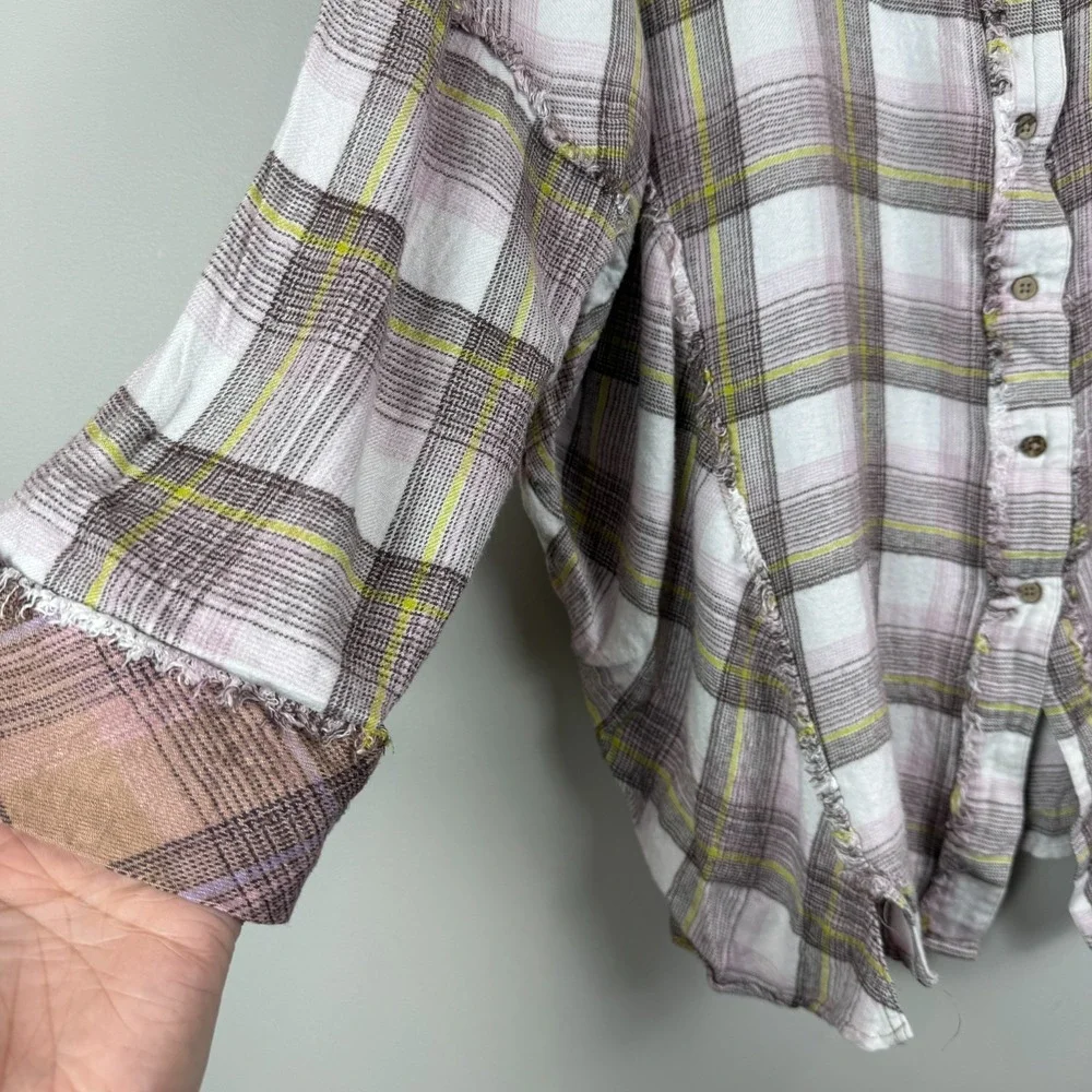 Free People Intimately Fallin For Flannel Sleep Shirt Women's S Multi Plaid Cozy